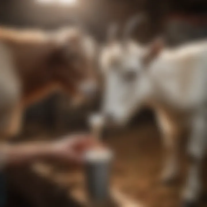 Goat receiving dewormer treatment