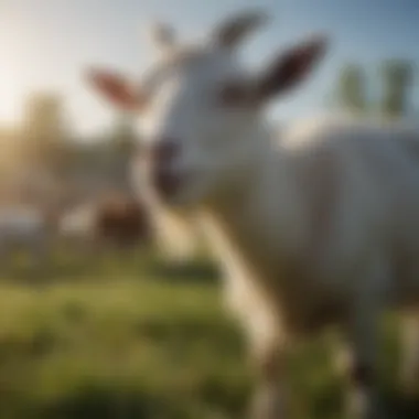 Healthy goats grazing in a pasture