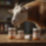 Various deworming products for goats