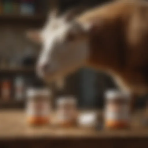 Various deworming products for goats