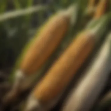 Close-up of corn cobs ready for harvest