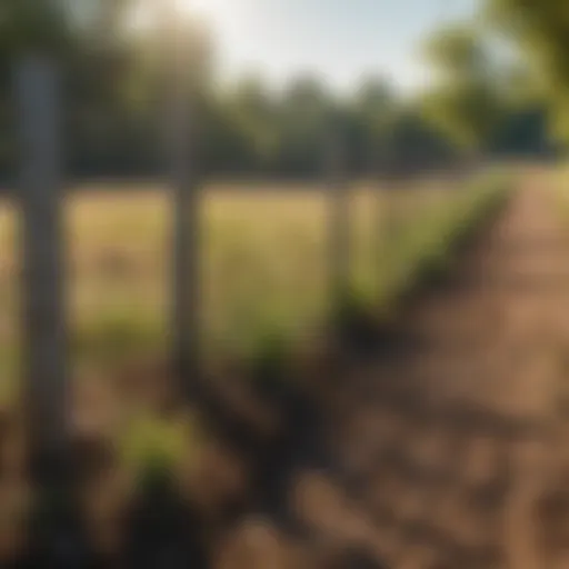 Illustration of fence ground rod installation in a rural setting