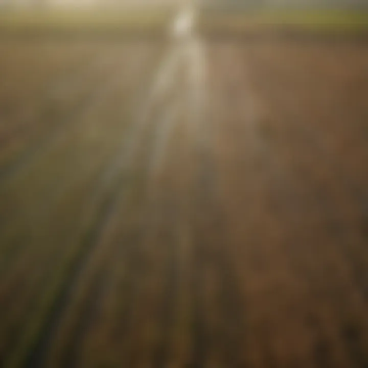 An aerial view of agricultural fields impacted by water scarcity