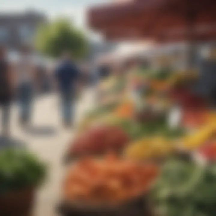 Sustainable food choices represented by a farmer's market display