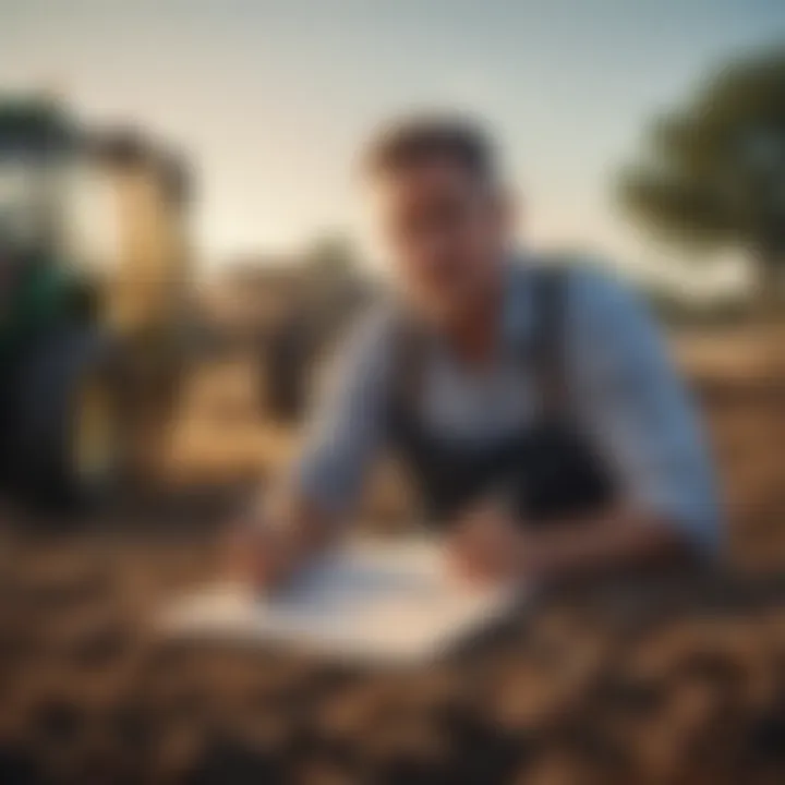 A farmer reviewing credit score details