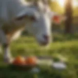 Goat grazing in a green pasture