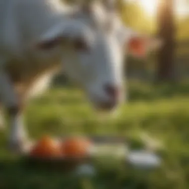 Goat grazing in a green pasture