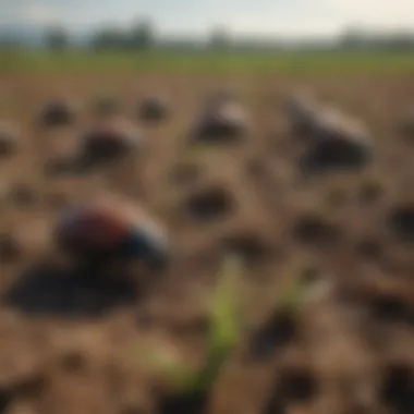 A field view showing agricultural practices affected by stink beetles