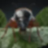 Close-up view of a stink beetle on a leaf showcasing its unique features