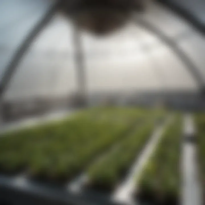 A close-up of the humidity control system within a propagation dome.