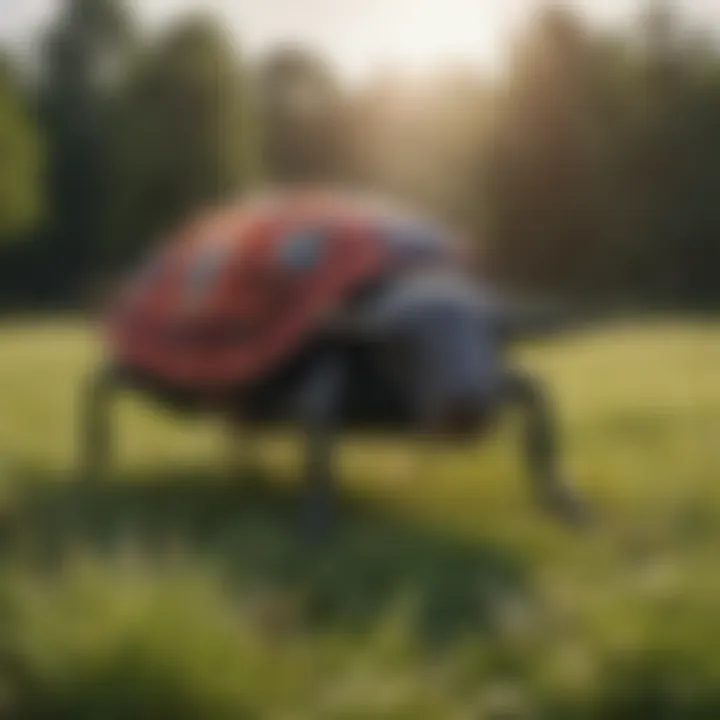 Horse wearing the Amigo Bug Rug in a grassy field.