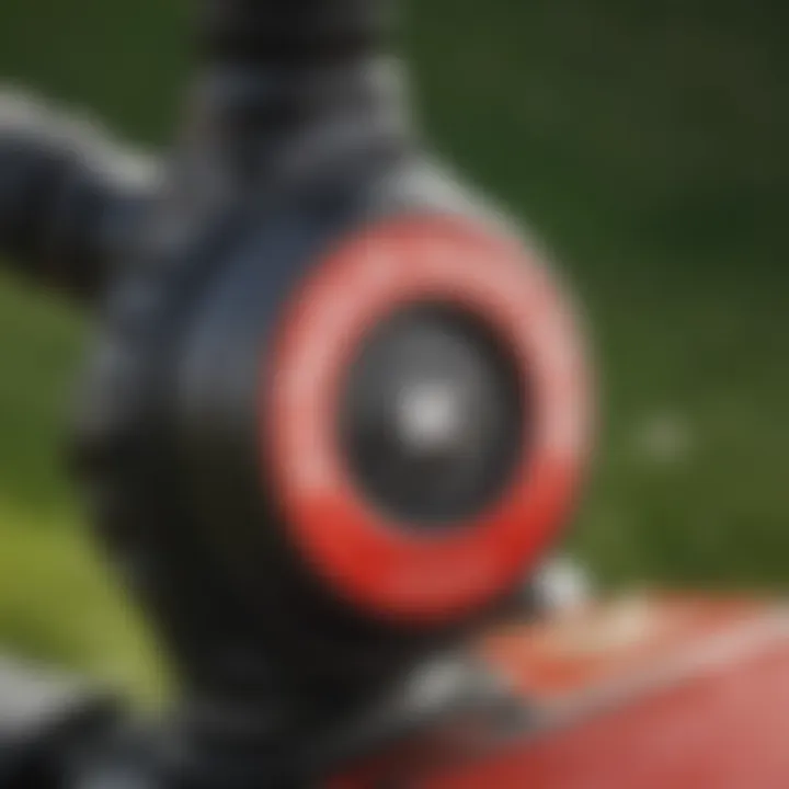 Detailed view of a Huskee lawn mower gas cap