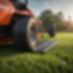 Close-up view of a high-quality lawn mower blade cover showcasing its design and material.