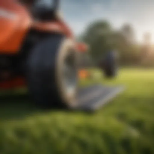 Close-up view of a high-quality lawn mower blade cover showcasing its design and material.