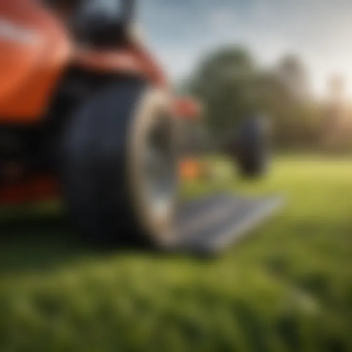 Close-up view of a high-quality lawn mower blade cover showcasing its design and material.