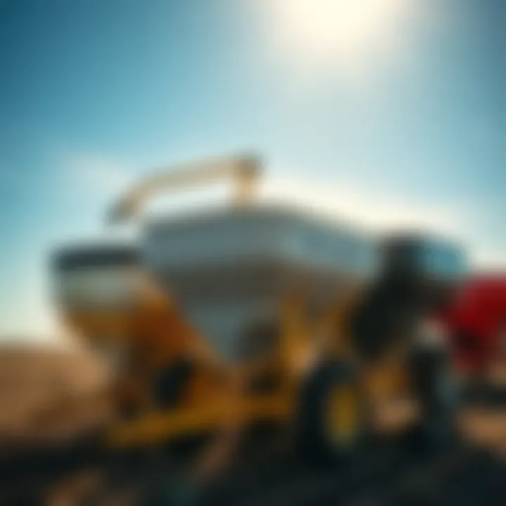 Variety of Pull Broadcast Spreaders Different types of pull broadcast spreaders displayed together