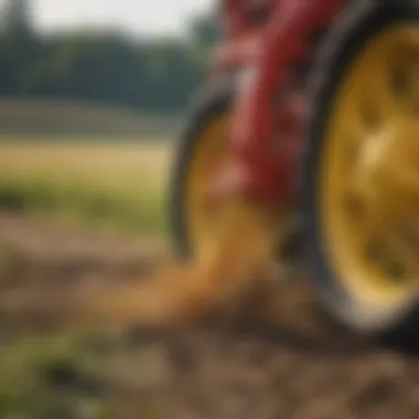 Close-up of various tractor hay spike designs