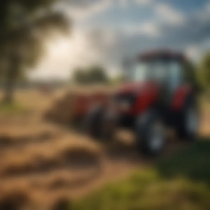 Tractor equipped with hay spike optimizing farm productivity