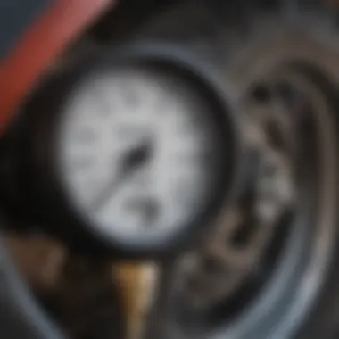 Close-up of tire pressure gauge