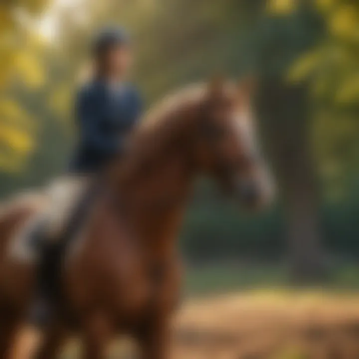 An equestrian practicing gentle training techniques with a horse.