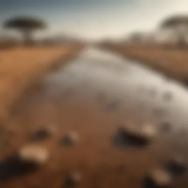 Drought-affected landscape showcasing the severity of water scarcity in Africa Drought-affected landscape in Africa highlighting water scarcity