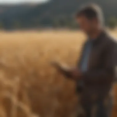 Agricultural stakeholders examining wheat futures data