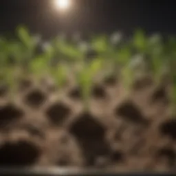 Close-up of seeds germinating under a heat pad