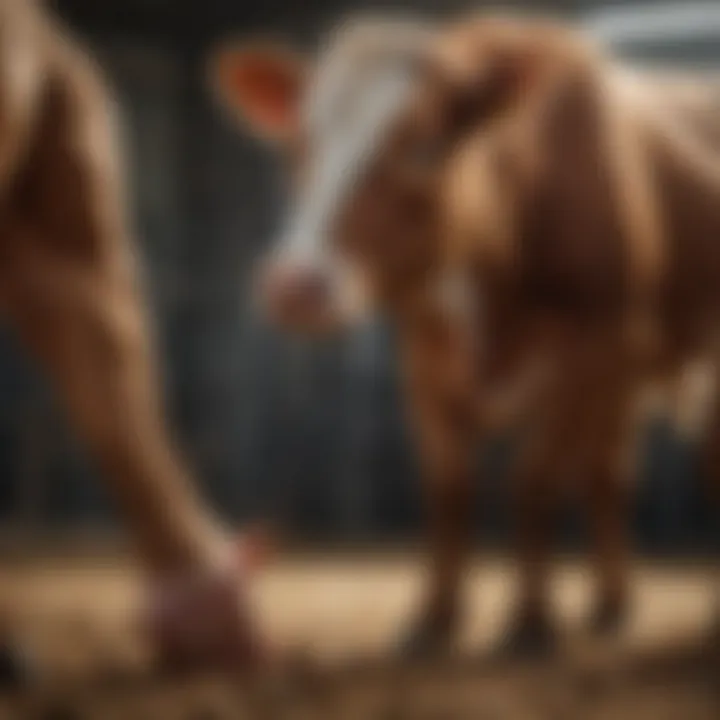 A veterinarian administering a copper bolus to a calf, demonstrating best practices.